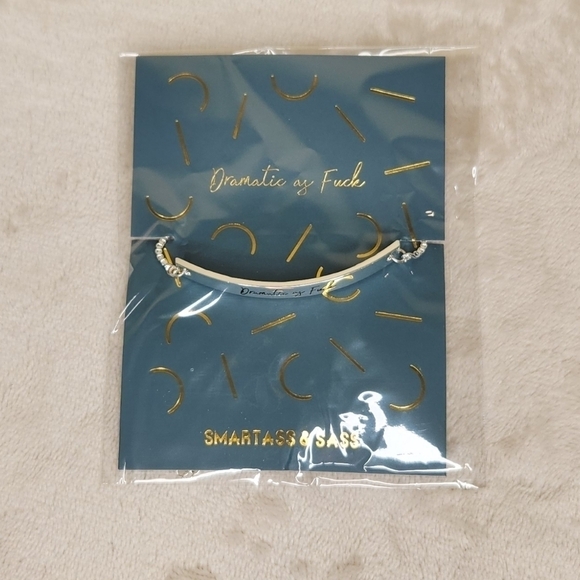 Dramatic As F@ck Silver Tone Bar Bracelet 8.5" - Picture 2 of 5